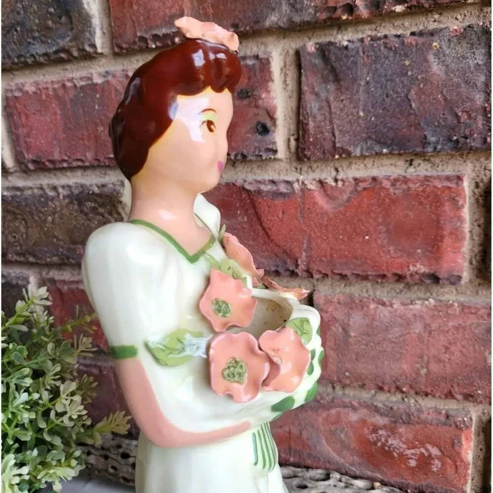 Vintage Beautiful & Rare Tall California Pottery Elegant Lady Bouquet Vase